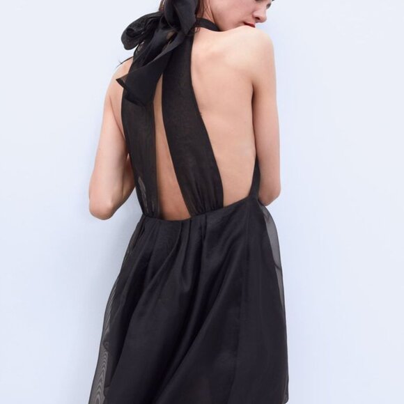 Zara Women's Organza Mini Dress in Black- Size M - Picture 14 of 16